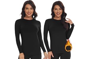 SIMIYA Thermal Tops Womens Round Neck Soft Base Layers Long Sleeve Top Women Thermal Underwear Shirt Warm Wicking