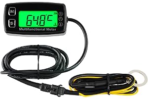 Runleader Digital Motortemperaturanzeige, Echtzeit-Drehzahlanzeige, Alarmtemperatur und Drehzahl, Arbeitszeiterfassung für Rasenmähergenerator Dirtbike Paramotor Scooter Marine Compressor.