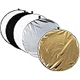 Skyzone Photography Reflector 24"/60cm 5-in-1 Portable Foldable Multi-Disc Circular Reflector, Photography Accessory for Studio Lighting Outdoor Shooting (Silver/Gold/White/Black Translucent)
