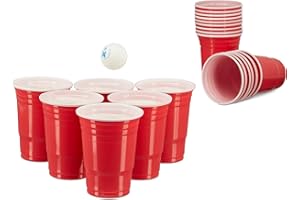 ‎RELAXDAYS Relaxdays 200 x Beer Pong Becher, Stabiler Plastikbecher, Partybecher 16 oz/ 473 ml, Trinkbecher Softdrinks u. Bier, rot