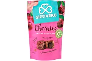 SKRIVERU Skrīveru Cherries in 55% Dark Chocolate 110g – Premium Dried Fruit Coated in Rich Cocoa, Naturally Sweet & Tangy, High in Potassium & Antioxidants, Delicious Gourmet Treat