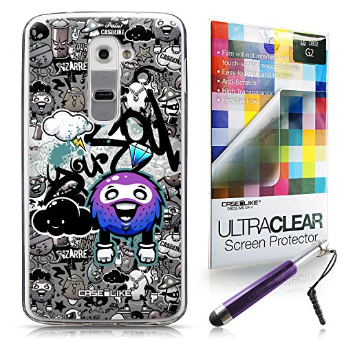 CASEiLIKE Graffiti 2706 Ultra Slim Bumper Snap-on case back cover for LG G2 +Screen Protector +Retractable Stylus Pens (Random Color)