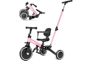 XJD 5 en 1 Vélo Draisienne Tricycle pour Enfants de 1-3 Ans Premier Vélo d'Entraînement d'Équilibre Véhicule avec Pédale Cadeau pour Filles Garçons Léger