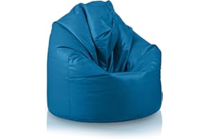 Bepouf - Pouf a Sacco Morbido in Ecopelle con Imbottitura in Palline di Polistirolo, Poltrona a Sacco Adatta per Camera e Salotto - Dimensione Mega 135x85, Colore Blu