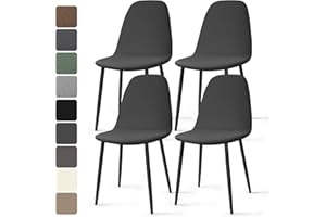 BALLADHOME Fundas de Sillas de Comedor 4 Piezas Fundas Sillas Elásticas Ajustables Funda para Sillas de Cocina Modernas Lavables Cubiertas de Sillas para Comedor Hogar Hotel (Gris Oscuro, 4 Piezas)-KC