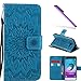 Produktbild COTDINFOR Samsung Galaxy J3 2016 Protective Standing Hülle Elegant PU Tasche Leder Flip Schutzhülle im Bookstyle Kartenfächer Magnet Etui Schale für J310 Blue Sunflower KT