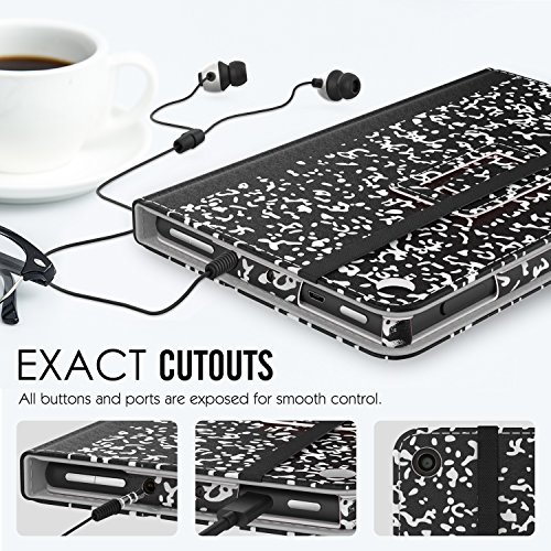 MoKo Hülle für All-New Amazon Fire 7 Tablet (7 Zoll – 7. Generation, 2017 Modell) – Kunstleder Ständer Schutzhülle Smart Cover mit Auto Sleep/Wake up Funktion, Stift-Schleife und Stanfunktion für das neue Fire 7 2017, Notizbuch Schwarz - 4