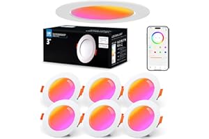 VARICART Spot Encastrable Dimmable Alexa, 7W RGB Smart Bluetooth LED Multicouleurs Blanc Neutre 5000K 660LM, Extra Plat Pour Nombreuses Scènes, Contrôle APP, 6 Pièces