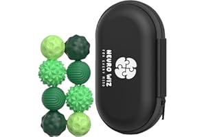 NEURO WIZ Magnetic Sensory Fidget Balls 8-Pack – Textured Silicone with Carry Case | Tactile Toy for Teens & Adults | Focus, Stress & Anxiety Relief | Ideal for ADHD, Autism, Desk or Travel (Green, 8-Pack)