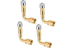Giantree Lot de 4 rallonges de tige de valve Schrader à 90 degrés en laiton pour double roues, voiture, camping-car, scooter, vélos, motos et remorques Argenté