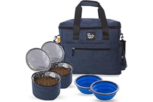 PAWFECT EXPLORER PawPack, Premium Weekend/Overnight Dog Travel Bag, Multifunction Pockets, Poo Bag Dispenser, Adjustable Straps, 2 Food Storage Containers, 2 Collapsible Bowls, Airline Approved, Storage, Camping