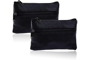 AzureRay Petit Porte Monnaie Homme, 2 PCS Porte Monnaie Homme Cuir PU Noir 10.5x7.5cm, Portefeuille Multifonction avec Porte-Carte pour Femme et Homme, Étui Clés Voiture
