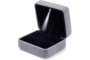 GBYAN Velvet Ring Box with LED Light Jewelry Display Gift Box for Proposal,Engagement, Wedding
