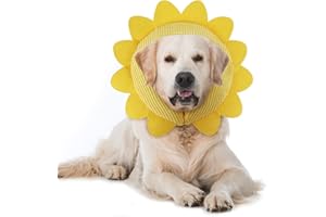 IEUUMLER Inflatable Recovery Dog Collar, Protective Doughnut Neck Cone, Adjustable Soft Collar for Dog and Cat After Surgery Prevent from Biting & Scratching FC010 (L, Sunflower)