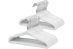 ‎MANGOTREE ManGotree Baby Samt Kleiderbügel, Säuglings- und Kleinkinderbügel, rutschfeste Kinderbügel, Ultra-schlanke platzsparende Kinderbügel, robuste Kleiderbügel, Packung mit 48 (Weiß)