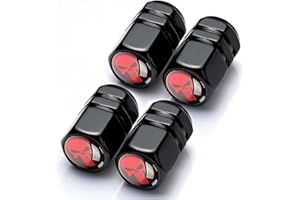 Misuyue Bouchon Valve Pneu Voiture, 4 Pieces Bouchon de Valve Voiture en Aluminium, Bouchon Valve Velo avec Joint D'étanchéité pour Voitures, Camions, Motos, SUV (Noir + Rouge)