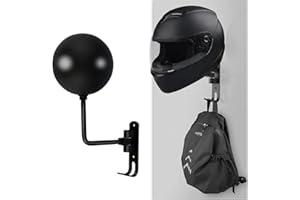 DXUANTING Motorcycle Helmet Stand,Wall Mount Rotatable Helmet Display Storage Rack,Can Hang Baseballs Rugby bicycle Caps bag Keys and Coats.