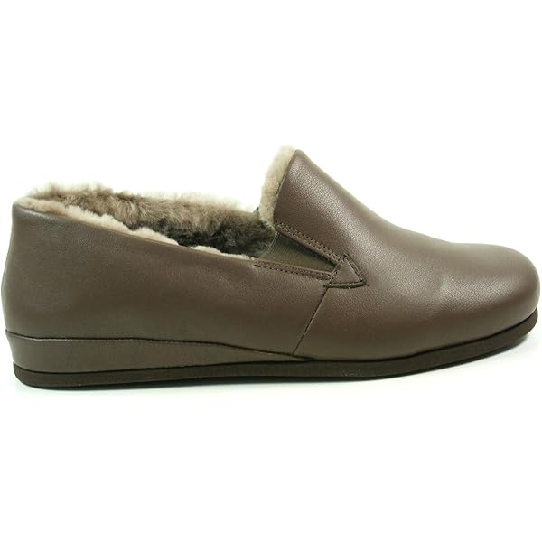 SCHAWOS Vilten pantoffels voor heren, 6030, warm gevoerd, scheerwol met voetbed, vaste zool, antislip, 45 EU