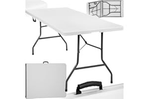 TecTake® Table Pliante de Pique-Nique et Camping - Légère, Compacte pour Brocante et Repas - Avec Poignée de Transport - 183 x 76 x 74 cm