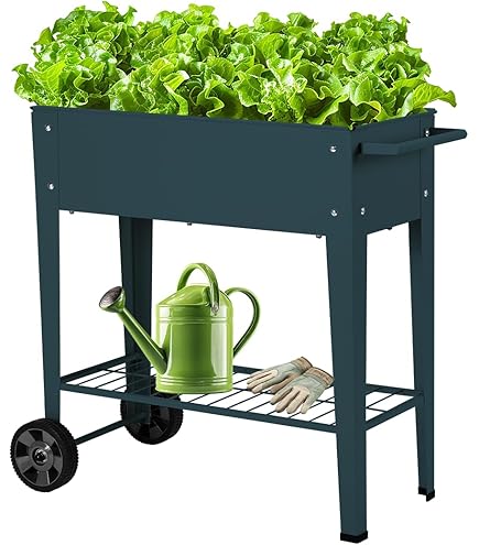 VEVOR Black Raised Garden Bed, 108 x 49.5 x 80 cm, Outdoor Planter with Legs for Growing Flowers/Vegetables/Herbs