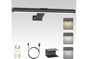 Starxing Lampada per quadri wireless ricaricabile, 2 in 1 luce per pittura con telecomando, 300LM batteria Luci da esposizione dimmer, 3 modalità luce da parete magnetica per opere darte (Black-30cm)