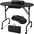 costoffs Folding Manicure Table Nail Technician Table Salon Beauty Desk Workstation W/Wrist Cushion Bag Black