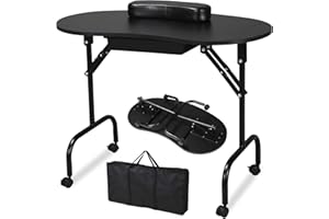 costoffs Folding Manicure Table Nail Technician Table Salon Beauty Desk Workstation W/Wrist Cushion Bag Black
