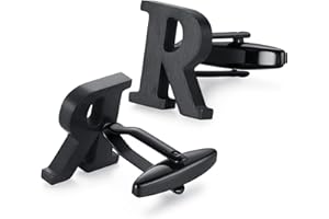 HONEY BEAR Gemelos Camisa de hombre de metal, Acero inoxidable,Nombre Carta Letra Iniciales A-Z,plata