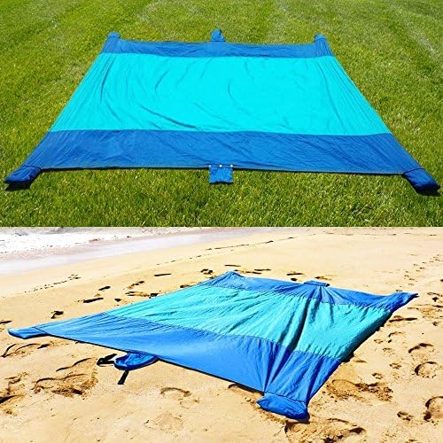 Bezzee Extra Large Beach Blanket Sand Proof Beach Mat Picnic Blanket Water Resistant, Machine Washable Durable Colorfast Ripstop Parachute Nylon Blanket for Camping, Hiking, Outdoor Festivals