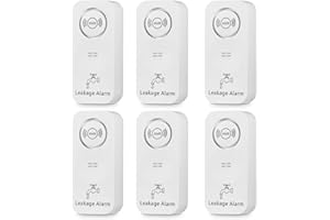 TOWODE Detector de Agua Wassermelder Wasseralarm, Alarma de Fuga y Goteo de 90dB con Sirena inalámbrica, Sensor de Agua para Cocina, baño, Suelo, Funciona con batería (Paquete de 6)