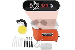 Do-Electr Elektrische Töpferscheibe mit LCD-Anzeige 25CM 350W Keramikarbeit Doppelte Kontrolle mit abnehmbarem und abnehmbarem ABS-Becken