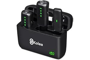 Kolea Microfono Inalambrico Solapa SX6 Dual - Micrófono Inalambrico iPhone, PC y Camara - 10h Duración, Cancelación de Ruido, Sonido Claro - Ideal para Streaming, TikTok, Entrevistas y Clases Online