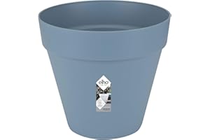elho Loft Urban Round 40 - Large Plant Pot Outdoor - 100% Recycled Plastic - Ø 38.5 x H 35.3 cm - Blue/Vintage Blue