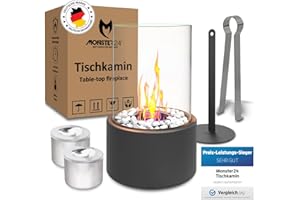 Monster24 Cheminée de Table Unique | Feu de Table | Cheminée à bioéthanol | pour l'intérieur et l'extérieur | Four de terrasse | Cheminée décorative | Foyer de Sol | Accessoires de Balcon | anthracit