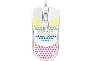 S SMAZINSTAR Ultralight Wired Gaming Mouse, Lightweight Honeycomb Shell, 4 RGB Breathing Backlit Mice, 4 Adjustable DPI 2400, USB Optical Computer Mice for Win10/XP/Xbox/PS4/PS5/Mac/Air/HP/Acer X5
