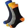 Obssez Men's Calf Length Cotton Socks (Pack of 3, Black, Navy Blue & Light Grey)(Free Size)