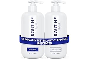 Routine Wellness Anti-Thinning Shampoo and Conditioner Set for Thinning Hair - Biotin DHT Blocker Women & Men - Color Safe Shampoo for Hair Loss & Healthier Growth (Pack of 2) (Unscented)