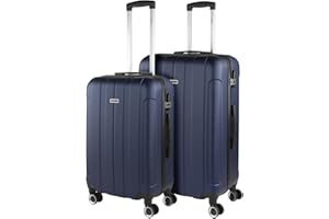 ITACA - Set valigie - Set Valigie Rigide Offerte. Valigia Grande Rigida, Valigia Media Rigida e Bagaglio a Mano. Set di Valigie con Lucchetto Combinazione TSA, Marino