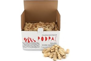 Produktabbildung: PODPAL 200 Stück Herbst-Anzündwolle – 100% Holzwolle & Wachs, umweltfreundlich, geruchlos – Schnellzündende An