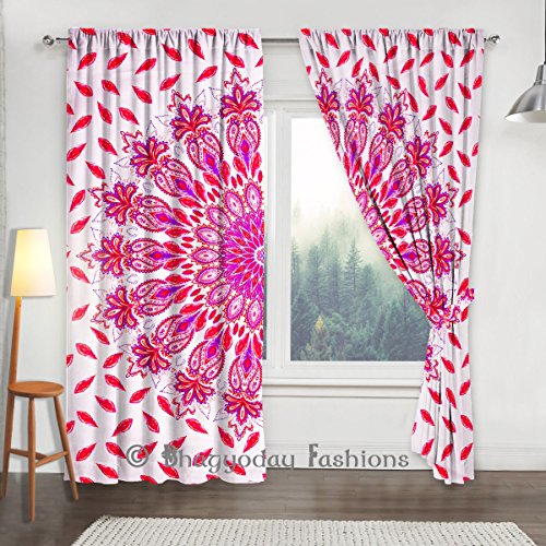 Feder Pfau Mandala indischen Vorhänge, Tapisserie Drapes, Fenster Behandlung Platten Set, Raum Wand Vorhang Decor - 2