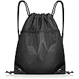 Drawstring Bags, Drawstring Gym Bag, Oxford Cloth Waterproof PE Bags Drawstring with Mesh Pockets, School Sports Backpack Bag with Outside Zipper for Women Men, with Inside and Outside Zipper Pockets