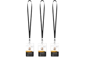 Teskyer 3 Pezzi Porta Badge da Collo, Porta Badge Plastica, Trasparente, Impermeabile, Morbido, Può Essere Sigillato, Nero