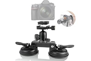 FANTASEAL Professionnel Ventouse Charge 10Kg pour Caméra Appareil Photo Reflex Caméscopes Support Voiture avec Rotule à 360° et Plaque de Dégagement Rapide Compatible avec Sony Canon Nikon Fujifilm Panasonic
