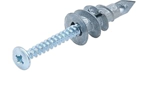 SEQUAL® Metal Driva Plasterboard Fixings & Screws (Pack of 25), Metal Self Drilling Plasterboard Fixings Raw Plugs Cavity Wall