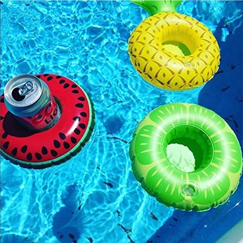 Aufblasbare Pool Float Getränkehalter von lintimes Fruit Watermelon Lemon Ananas Form 3 Becherhalter für Kinder Bad Pool Partys - 2