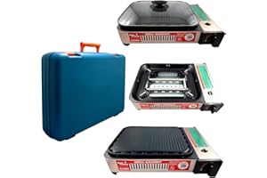 ALPEN CAMPING Barbecue à gaz pour touristes - Portable - 4 cartouches de gaz + mallette de transport