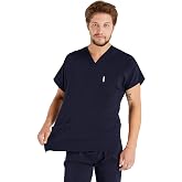 Erkek Lacivert Likralı Kumaş Scrubs Doktor Hemşire Forması Yarasa Kol Cerrahi Takım