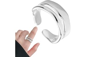 Dubbelradsring,925 Sterling Silver Öppna Stress Ringar | Justerbara staplingsbara ringar i europeisk stil för vängåvor, ororing, vigselring Tumotsit