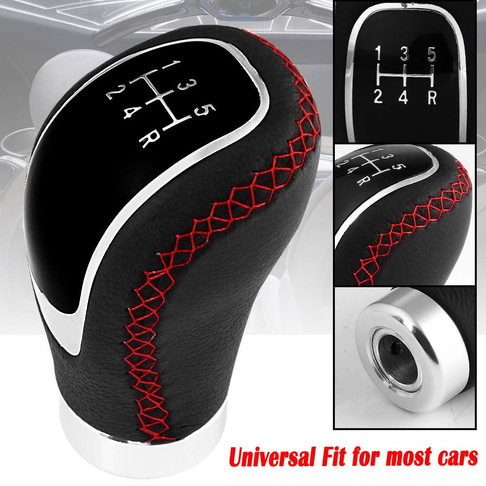 Semoss-Accessoire-Voiture-Interieur-Changer-Pommeau-de-Vitesse-Universel-5-Vitesses-Levier-pour-Manuel-Automatique-8mm-10mm-12mm-DiamtreRouge-Couture