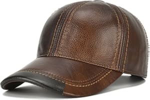 Roffatide Męska skórzana czapka z daszkiem regulowana klamra czapka taty jazda na zewnątrz zimowe ciepło
